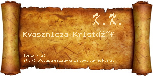 Kvasznicza Kristóf névjegykártya
